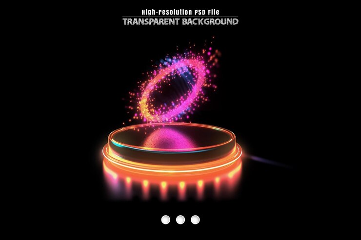 PSD award party stage particle neon light spot flashing transparent background