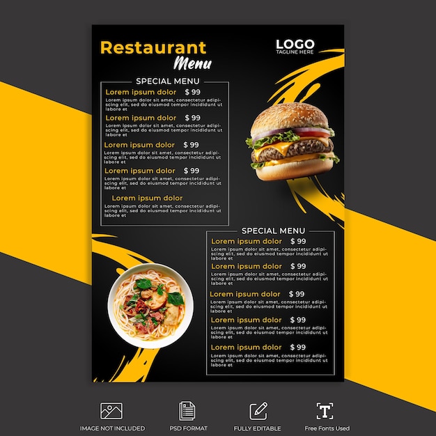 Awesome food menu design PSD