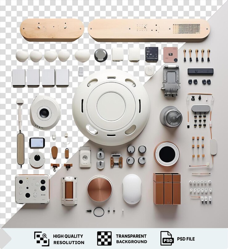 PSD awesome home automation e gadget intelligenti impostati su uno sfondo trasparente