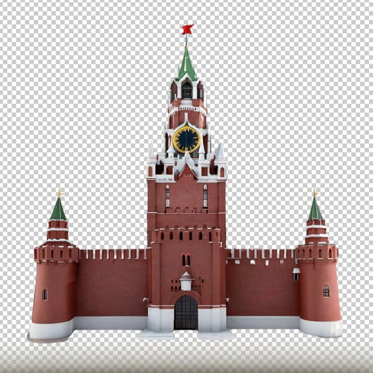 PSD awesome modelo 3d del castillo cuadrado rojo con aislado en fondo transparente