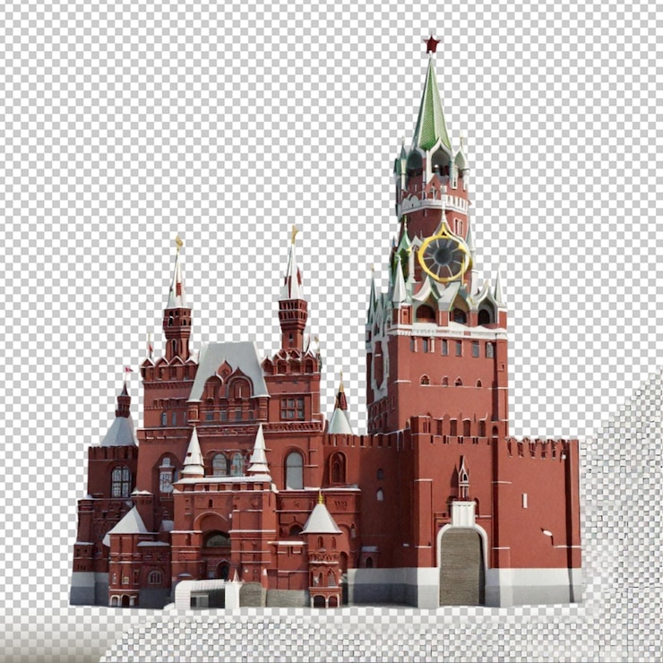 PSD awesome modelo 3d del castillo cuadrado rojo con aislado en fondo transparente