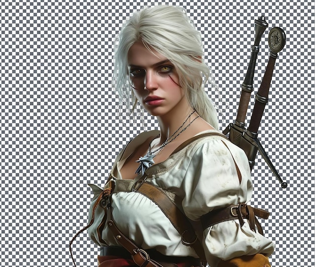 PSD awful ciri the witcher 3 wild hunt isolado em fundo transparente