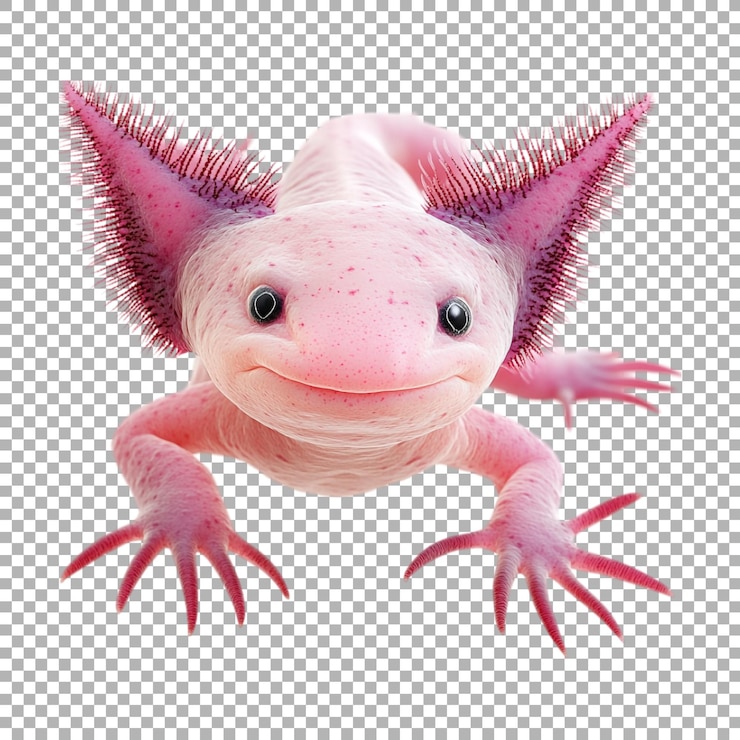 PSD axolotl anfibio en fondo transparente generado por ai
