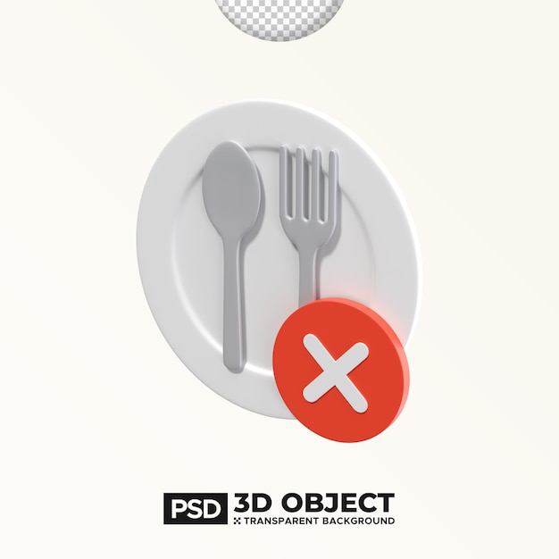 Ayuno No comas Objeto PSD 3D Elemento del Ramadán o Icono del Ramadán Feliz Eid Mubarak Ilustración