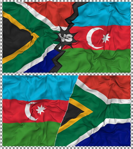 Azerbaiyán contra Sudáfrica Media bandera combinada con textura en 3D