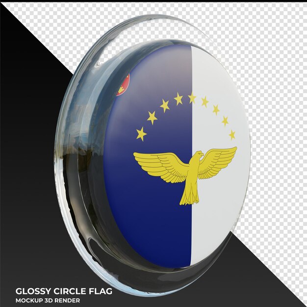 PSD azores0003 bandera de círculo brillante con textura 3d realista