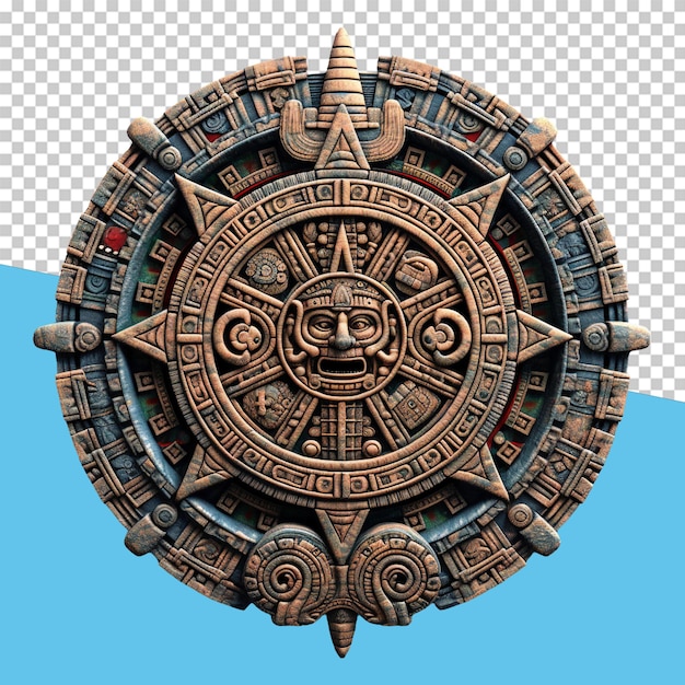Aztekischer kalender isoliertes objekt, transparenter hintergrund