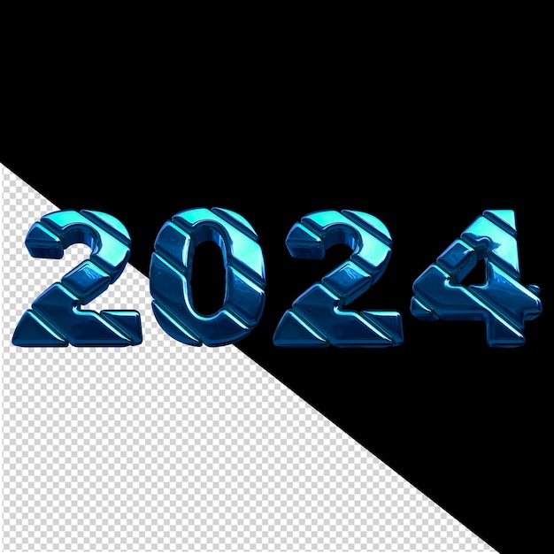 PSD azul 2024 ano novo 3d