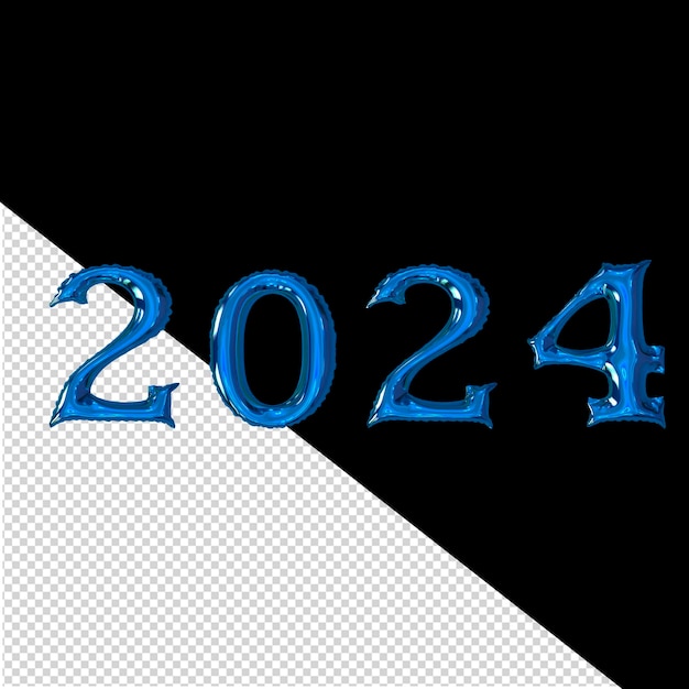 PSD azul 2024 ano novo 3d