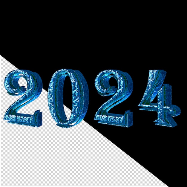 PSD azul 2024 año nuevo 3d