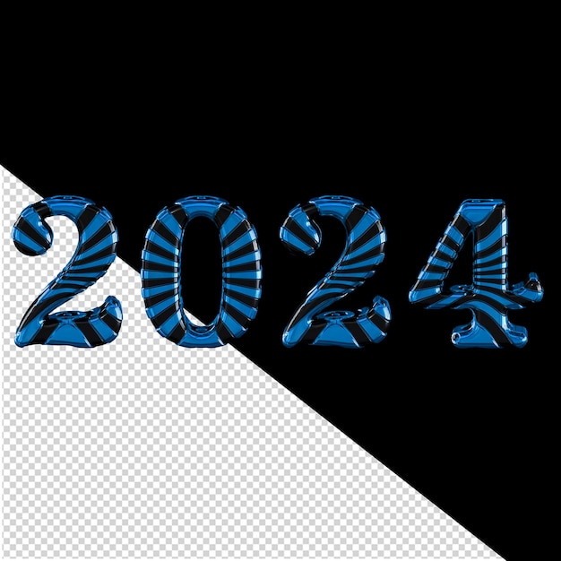 PSD azul 2024 año nuevo 3d