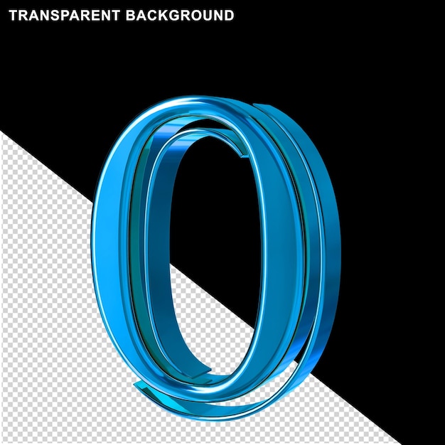 Azul 3d letra 0