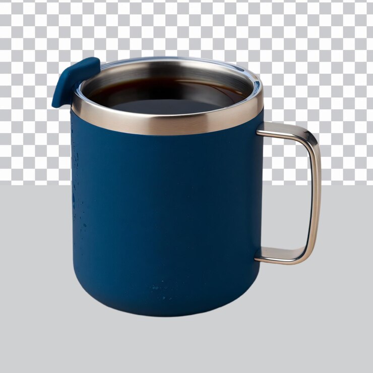 PSD azul de la taza de café aislado