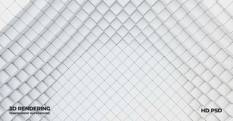 PSD los azulejos de pared blancos 3d el fondo técnico del cuadrado abstracto