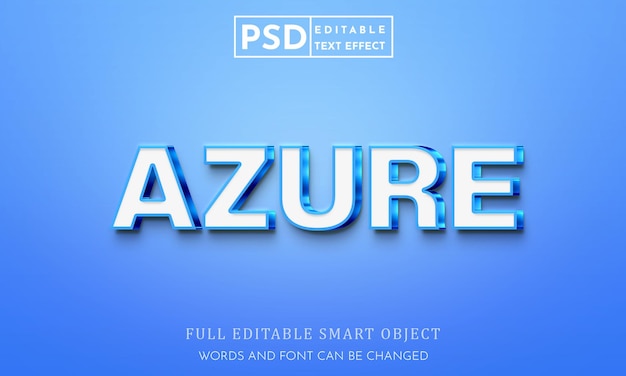 PSD azure 3d bearbeitbarer texteffekt premium psd