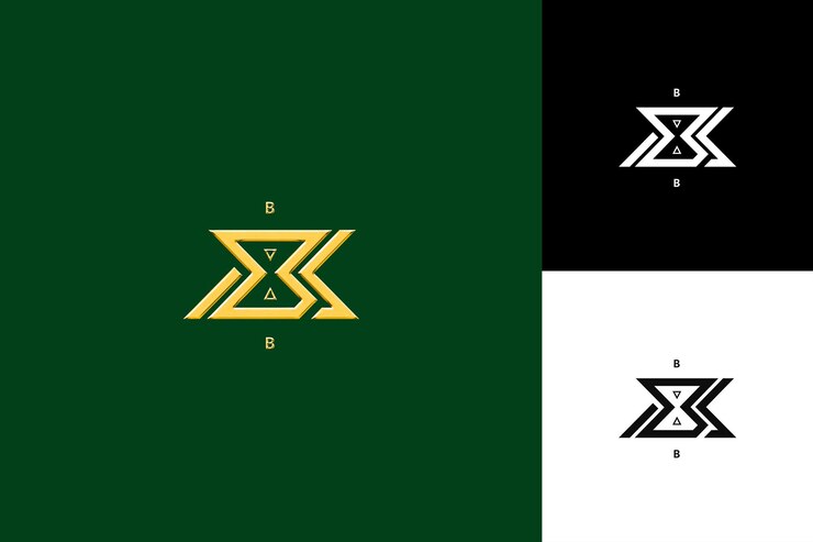 PSD b con estilo de diseño de logotipo minimalista con diseño vectorial de ilustración de logotipo en forma de b