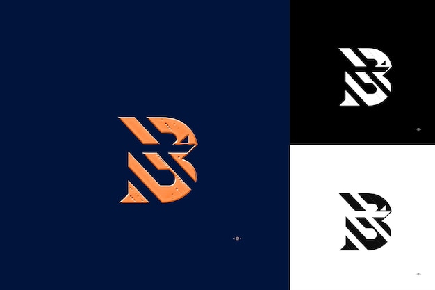 B con estilo de diseño de logotipo minimalista con diseño vectorial de ilustración de logotipo en forma de B