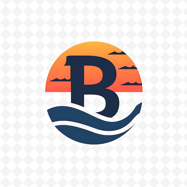 B con letra de diseño de logotipo Sunset con B en forma de naturaleza Colecciones de vectores abstractos