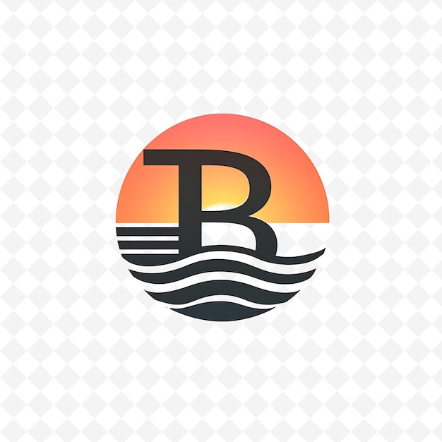 B con letra de diseño de logotipo Sunset con B en forma de naturaleza Colecciones de vectores abstractos