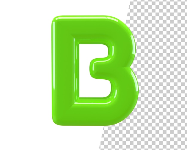 b letra verde texto 3d render
