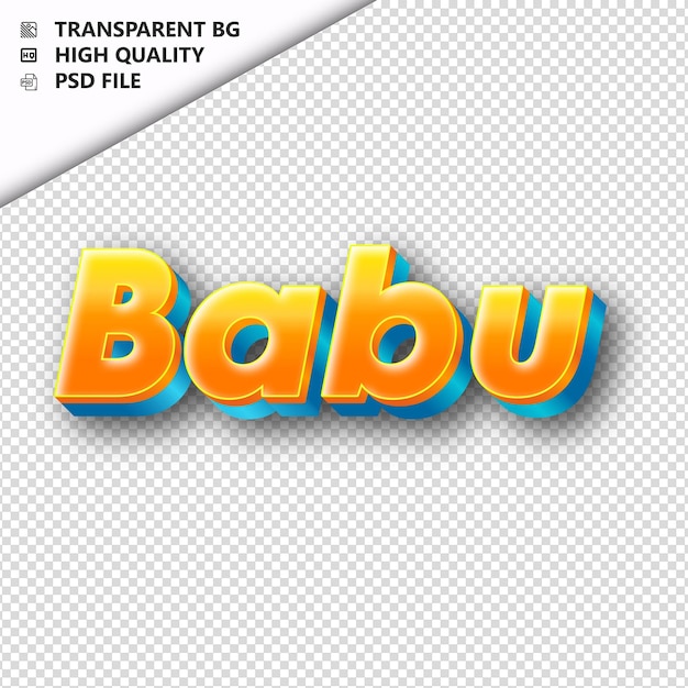 PSD babumade à partir de texte orange avec ombre transparente isolée