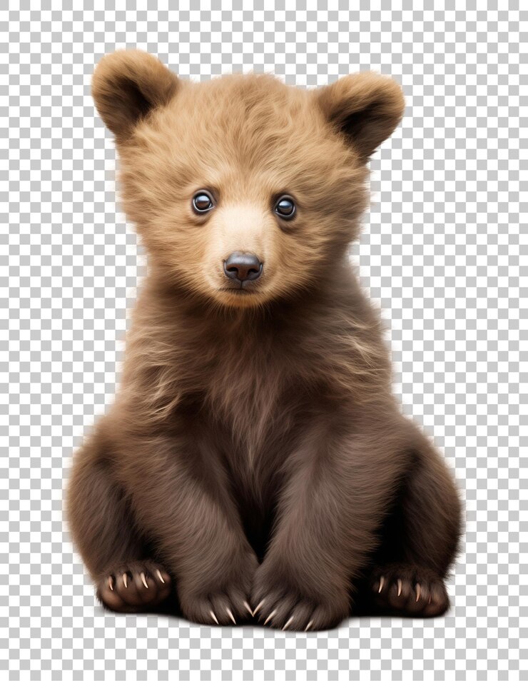 PSD baby bear sitting isolated on transparent background png