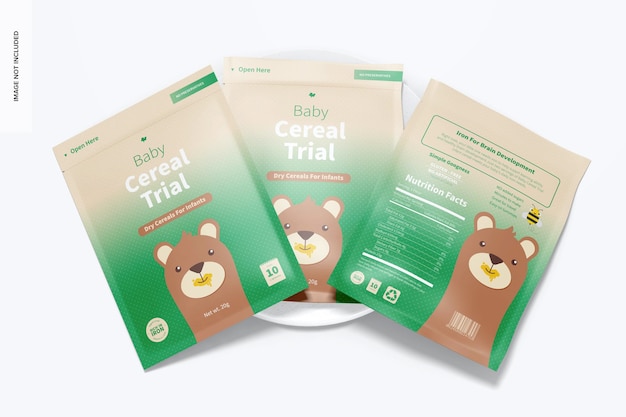 Baby cereal trial packs mockup