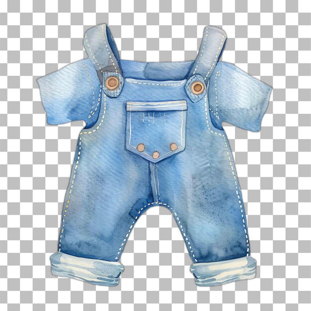 PSD baby denim overalls azul aquarela creche