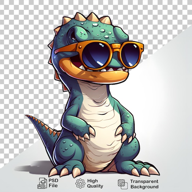 PSD baby-dinosaurier mit brille, isoliert auf durchsichtigem hintergrund png-datei