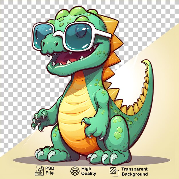 PSD baby-dinosaurier mit brille, isoliert auf durchsichtigem hintergrund png-datei