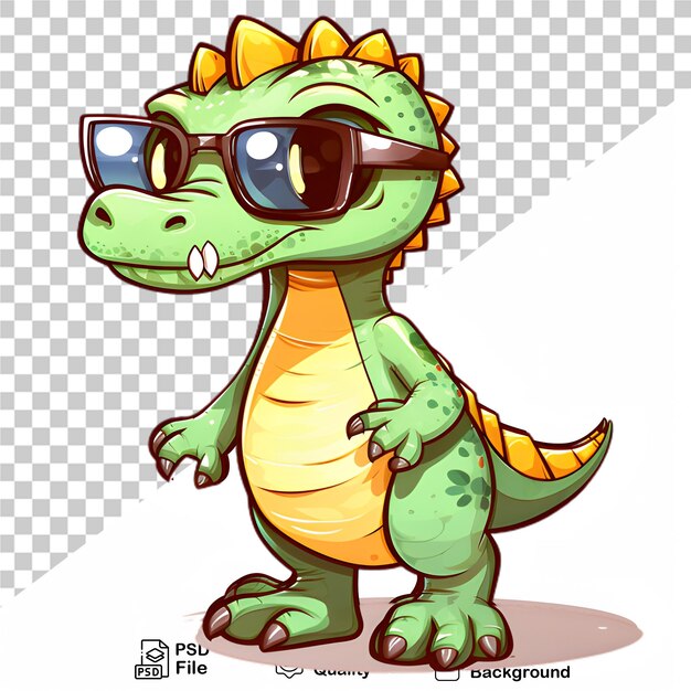 PSD baby-dinosaurier mit brille, isoliert auf durchsichtigem hintergrund png-datei