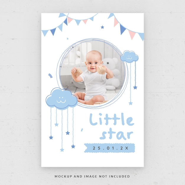 Baby-Kind-Fotokarten-Flyer-Vorlage in PSD