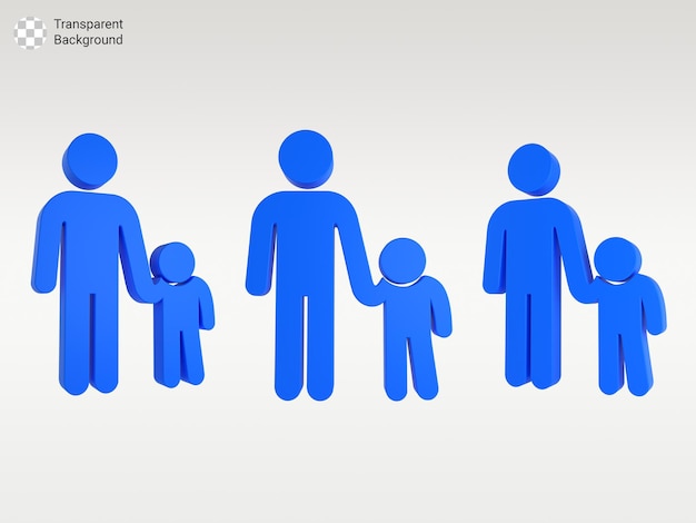Baby Mental disability 3D icon with 3 views