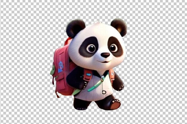 PSD baby-panda-cartoon-animation mit rucksack