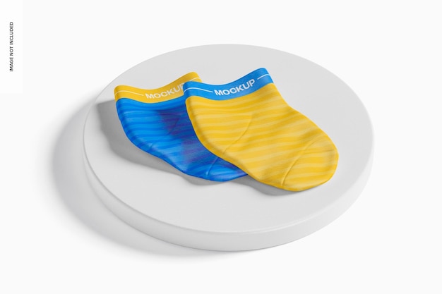 Baby Socken Mockup, auf dem Podium