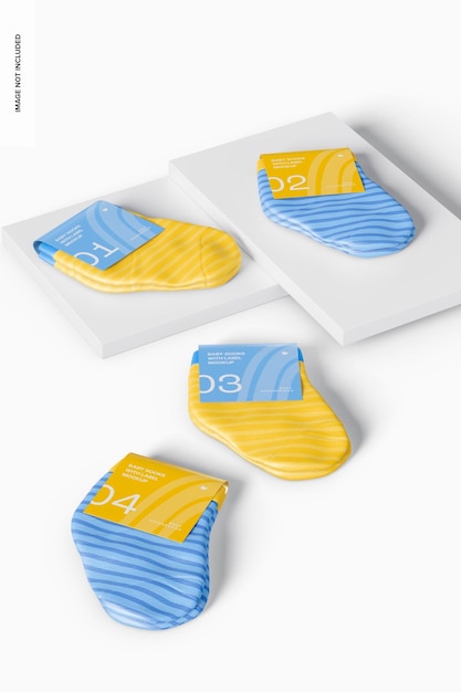 Baby Socks with Label Mockup, Left View