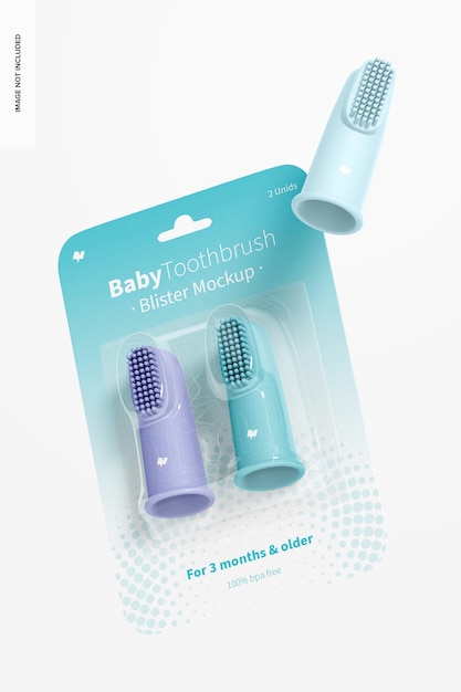 Baby zahnbürste blister mockup, schwimmend