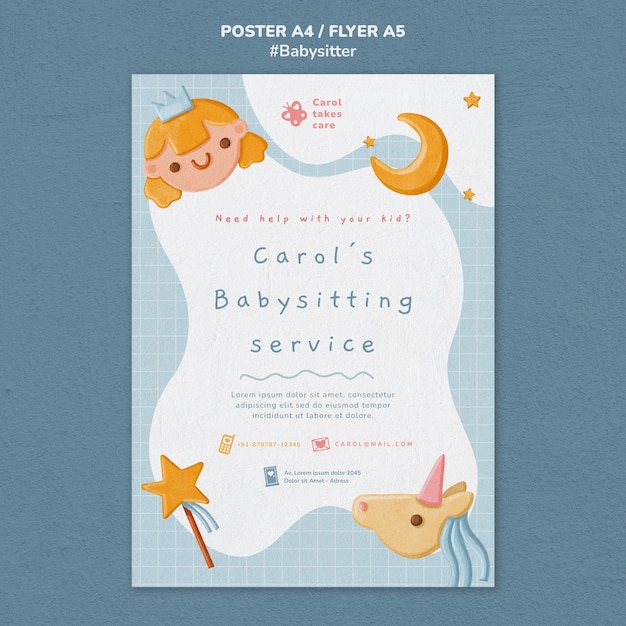 PSD babysitter-jobflyer-vorlage