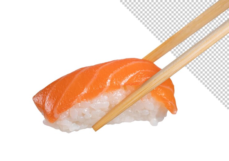 PSD bacchette che tengono un pezzo di nigiri