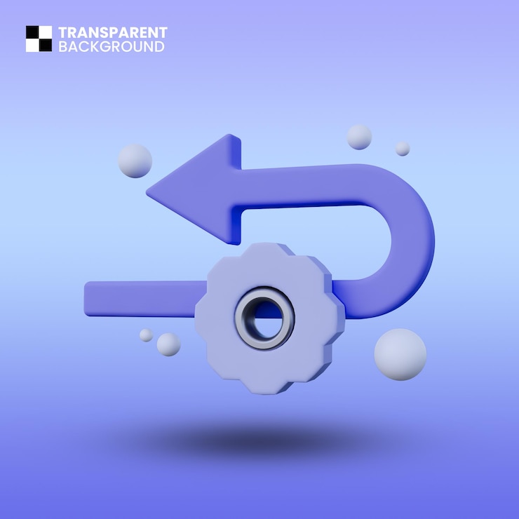 PSD back setting 3d icon isolated
