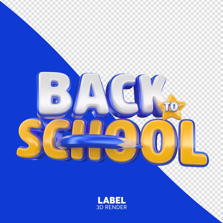 PSD back to school 3d render for composition