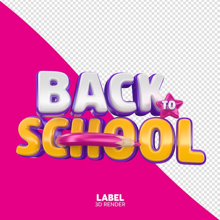 PSD back to school 3d render for composition