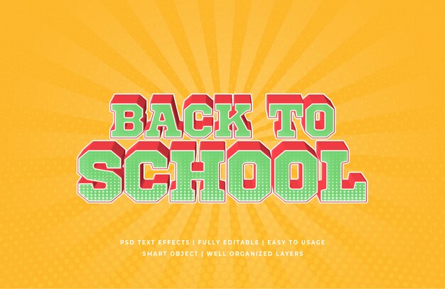 Back to School 3D-Textstil-Effekt