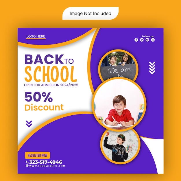 Back-to-school-Banner-Vorlage für Social-Media-Posts