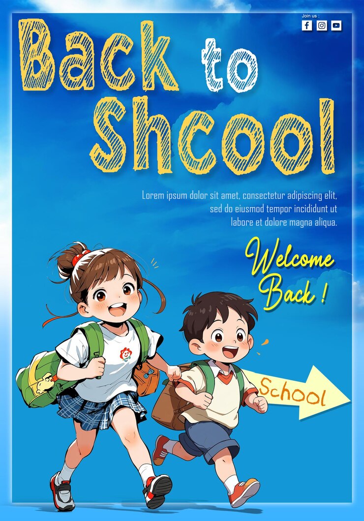 PSD back to school design post templete social media post