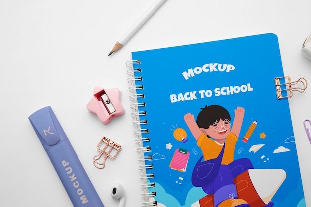 Back-to-school-Material-Mockup für die Schulzeit