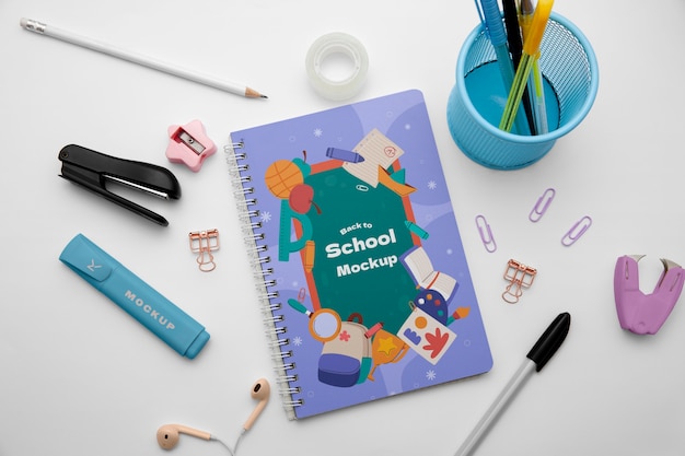Back-to-school-Material-Mockup für die Schulzeit