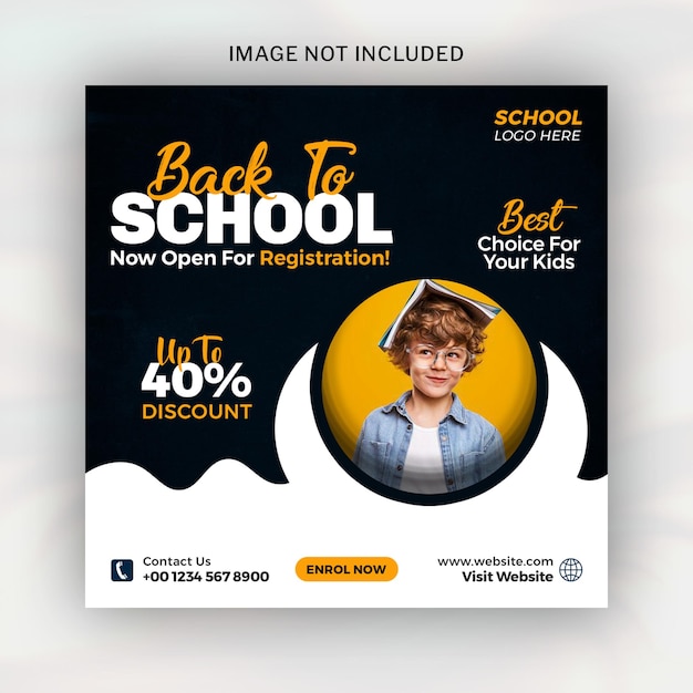 Back to School-Social-Media-Banner und pädagogische Instagram-Post-Designvorlage