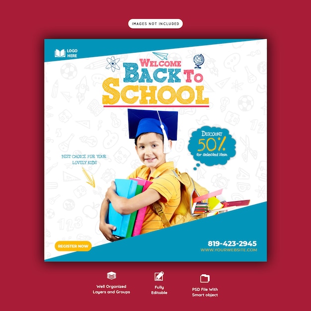 Back to school social media post banner vorlage