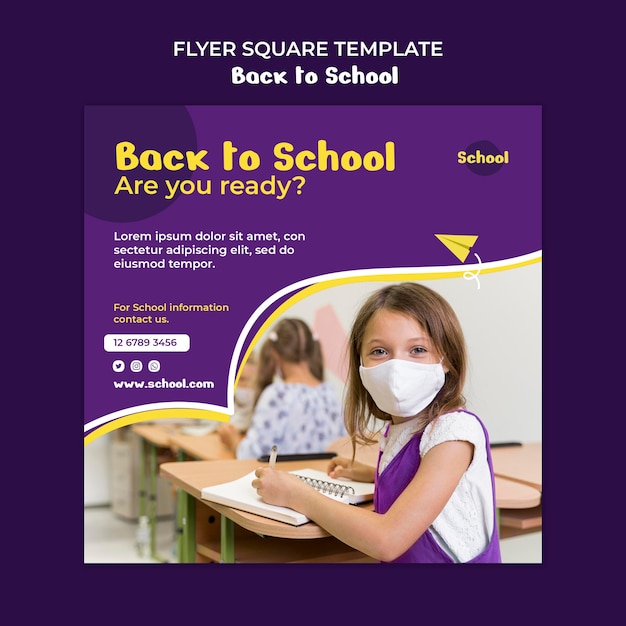 Back to School Square Flyer Vorlage
